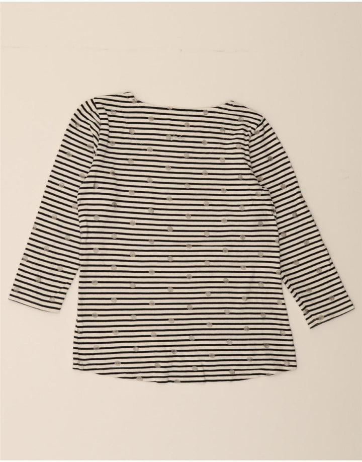 JOULES Womens Top 3/4 Sleeve UK 10 Small  White Striped Cotton Vintage Joules and Second-Hand Joules from Messina Hembry 