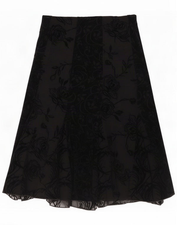 Marks & Spencer Womens Per Una A-Line Skirt UK 16 Large W34 Black Floral