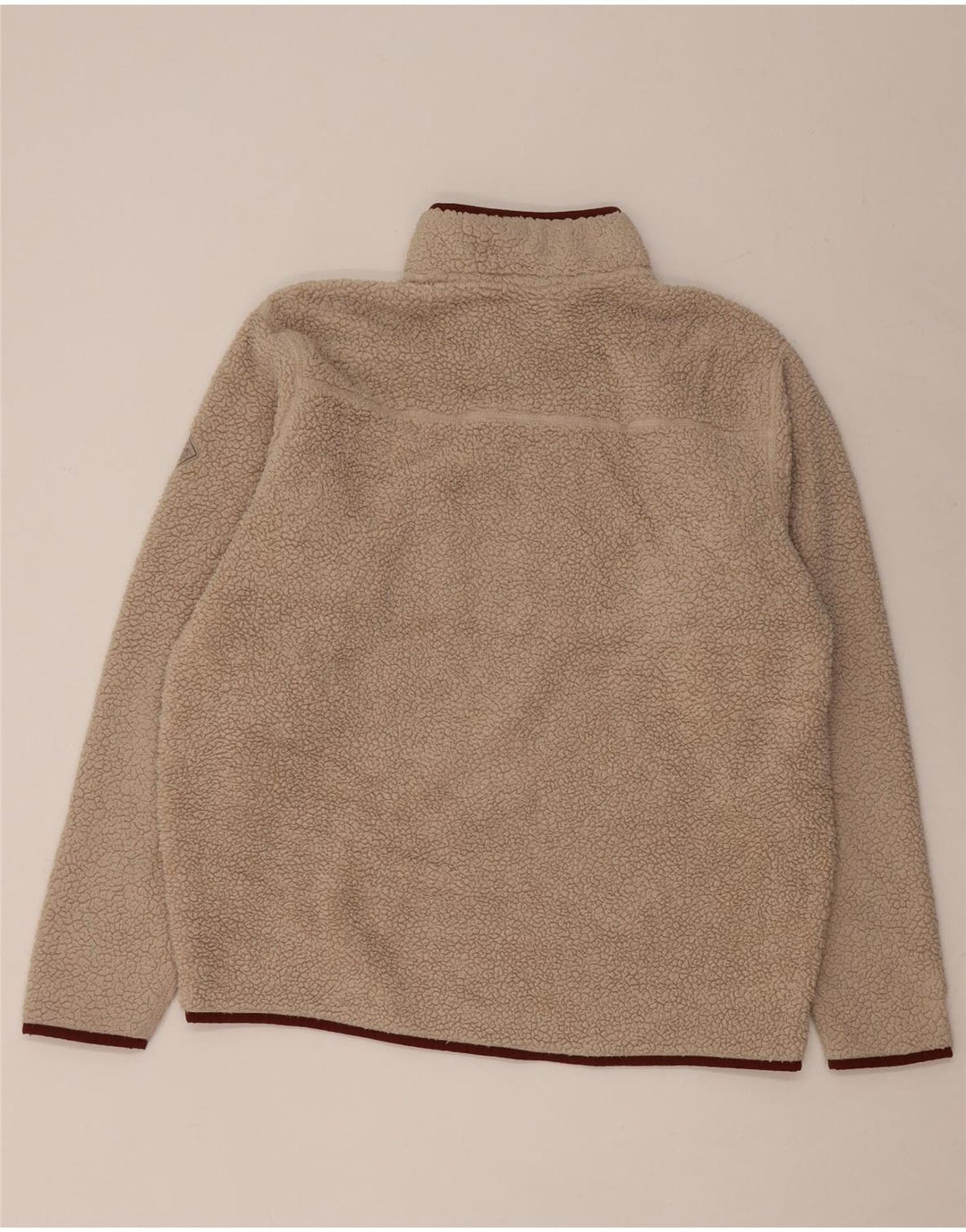 Maglione in pile da uomo con zip e collo Eddie Bauer, grande, in poliestere beige