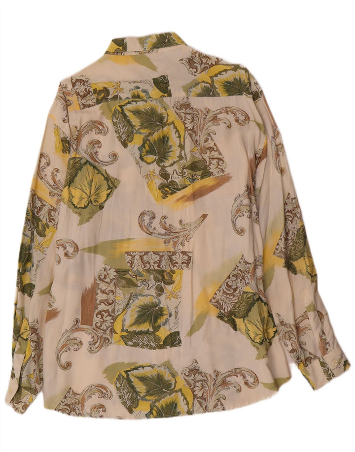 Camicia da uomo vintage grande floreale bianco
