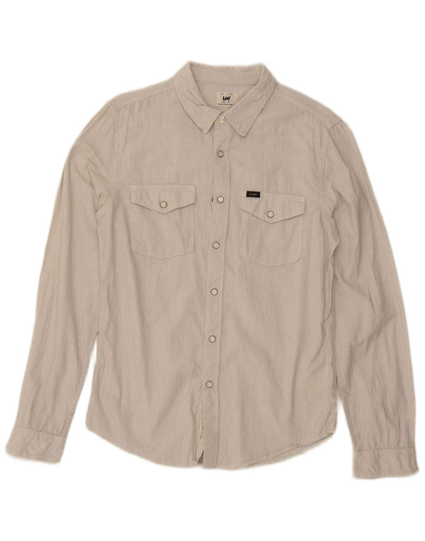 Camicia in flanella da uomo Lee piccola in cotone gessato beige