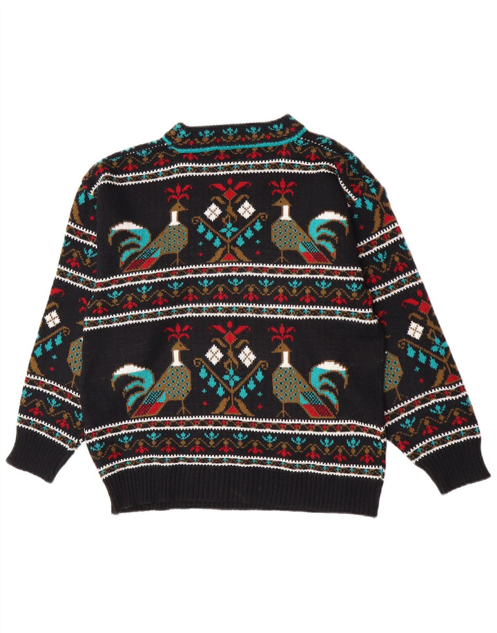 Contempo Maglione da uomo girocollo con motivo astratto girocollo piccolo nero novità