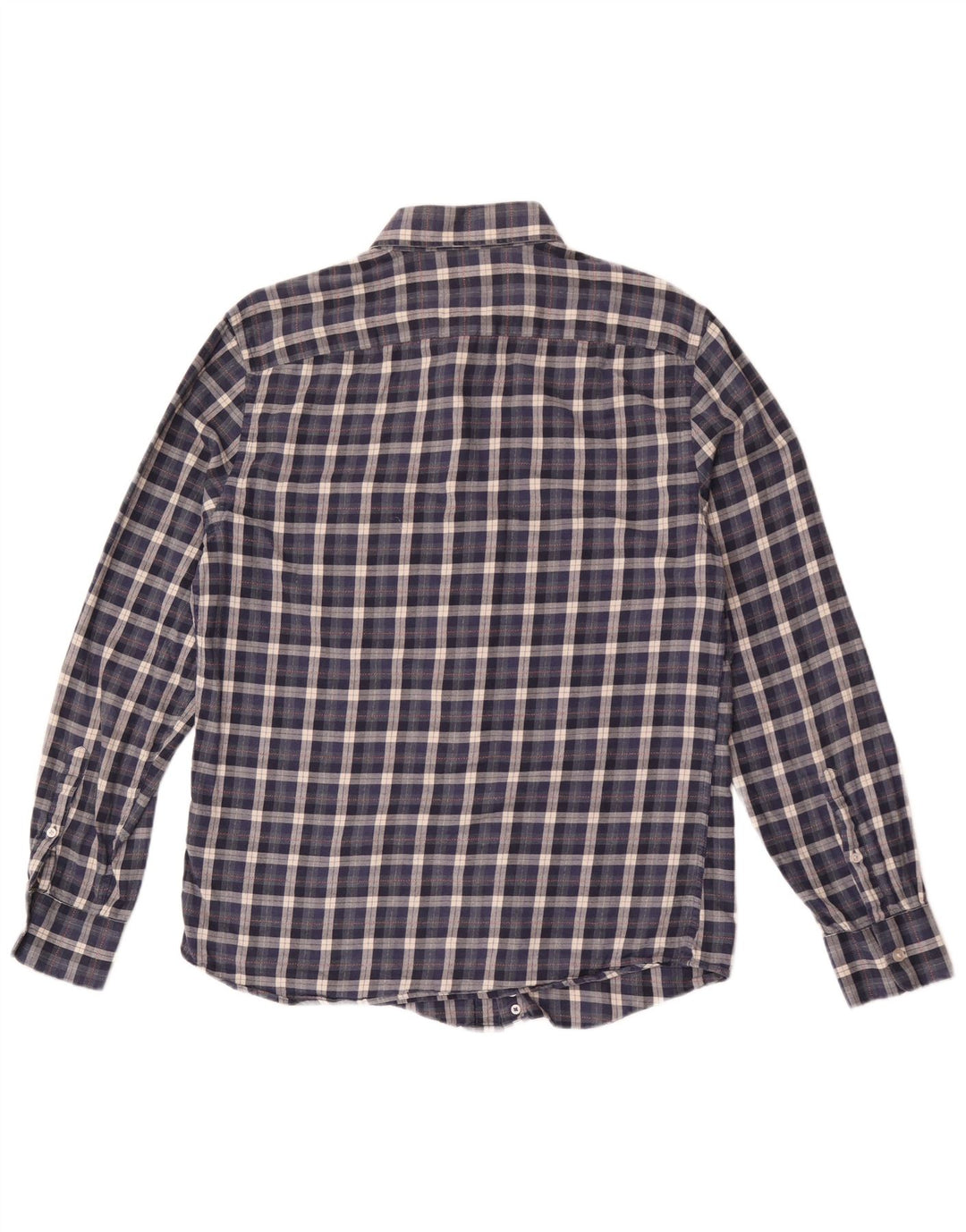 Camicia Reiss da uomo in flanella vestibilità regolare, cotone a quadri blu navy grande