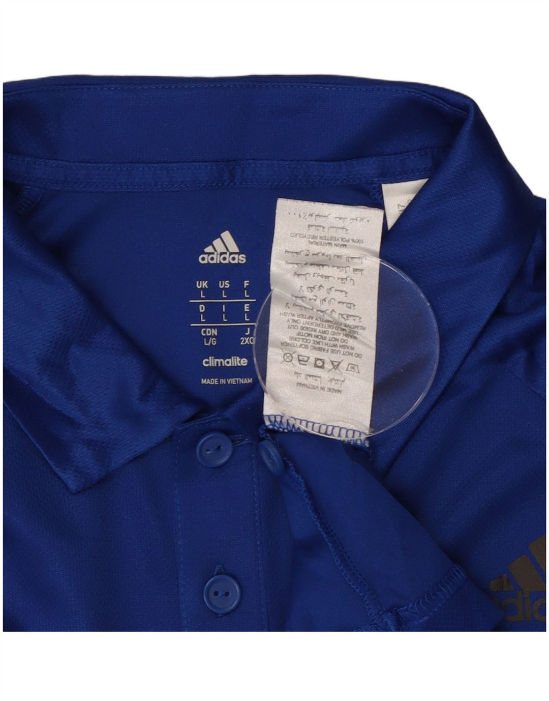Polo Adidas Climalite da uomo grande sportiva in poliestere blu