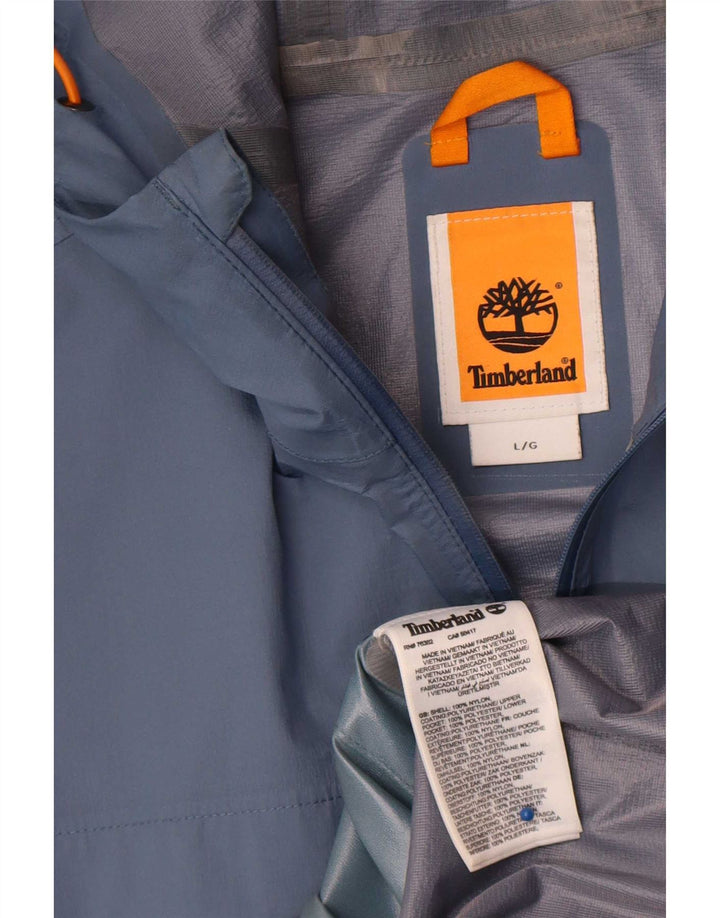 Giacca antipioggia con cappuccio da uomo Timberland UK 40 Large Blu Nylon