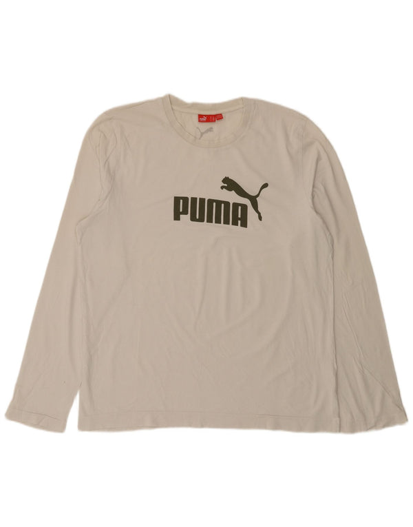 Maglia grafica da uomo Puma manica lunga XL bianca