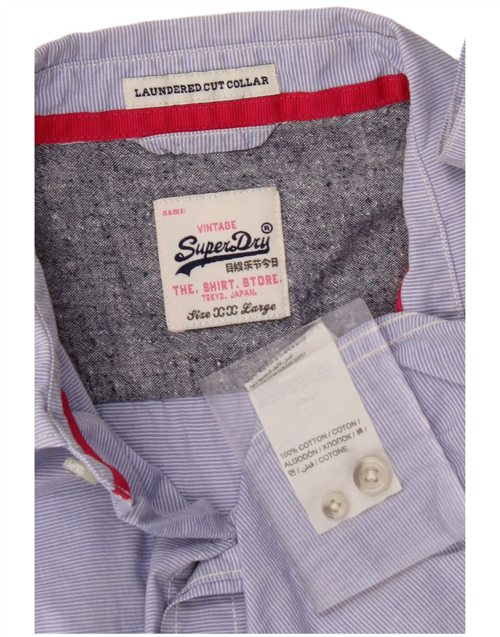 Camicia da uomo SUPERDRY 2XL Cotone gessato blu
