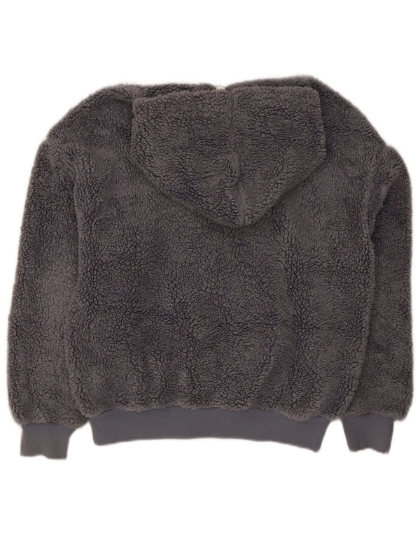 Giacca in pile con cappuccio da donna Topshop UK 8 Small Grey Poliestere