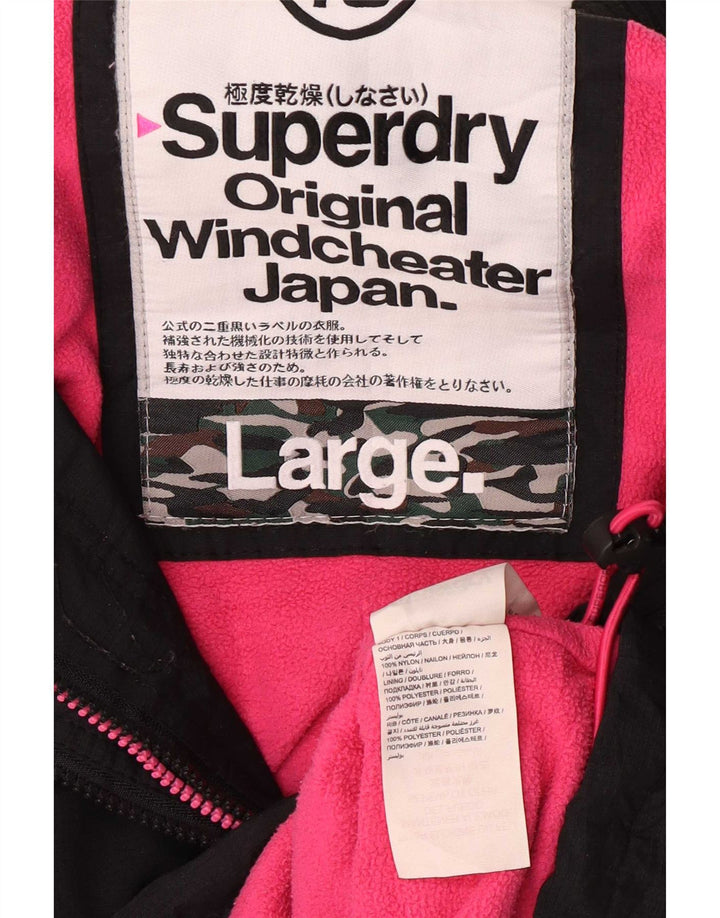 Giacca a vento grafica da donna Superdry Windcheater UK 16 grande nera