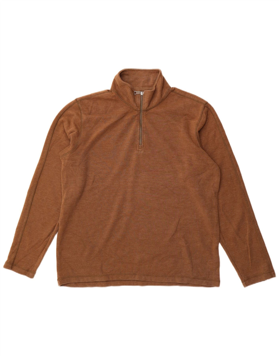 Eddie Bauer Felpa da uomo con collo alto con zip, maglione grande, cotone marrone