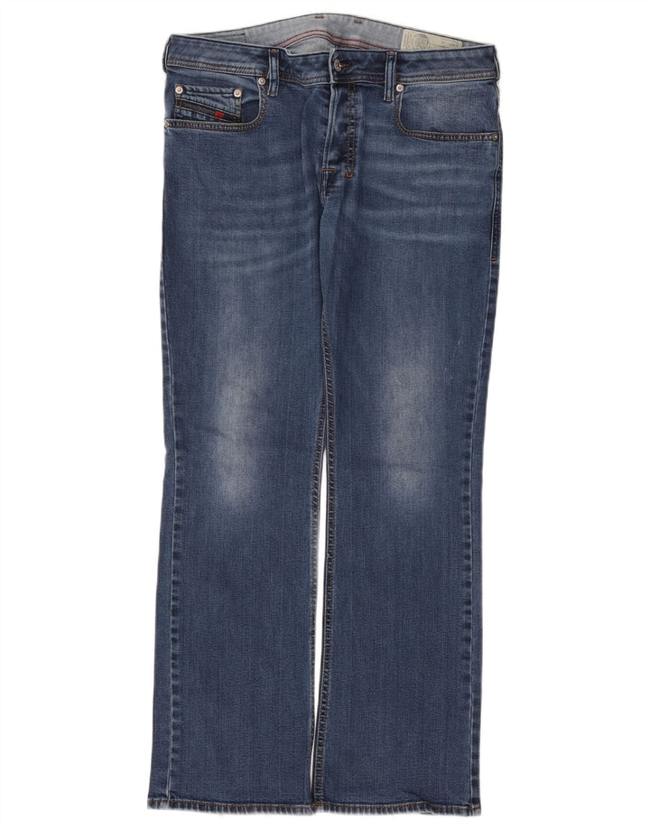 DIESEL Jeans bootcut regolari da uomo con lavaggio acido zatiny W34 L30 blu navy