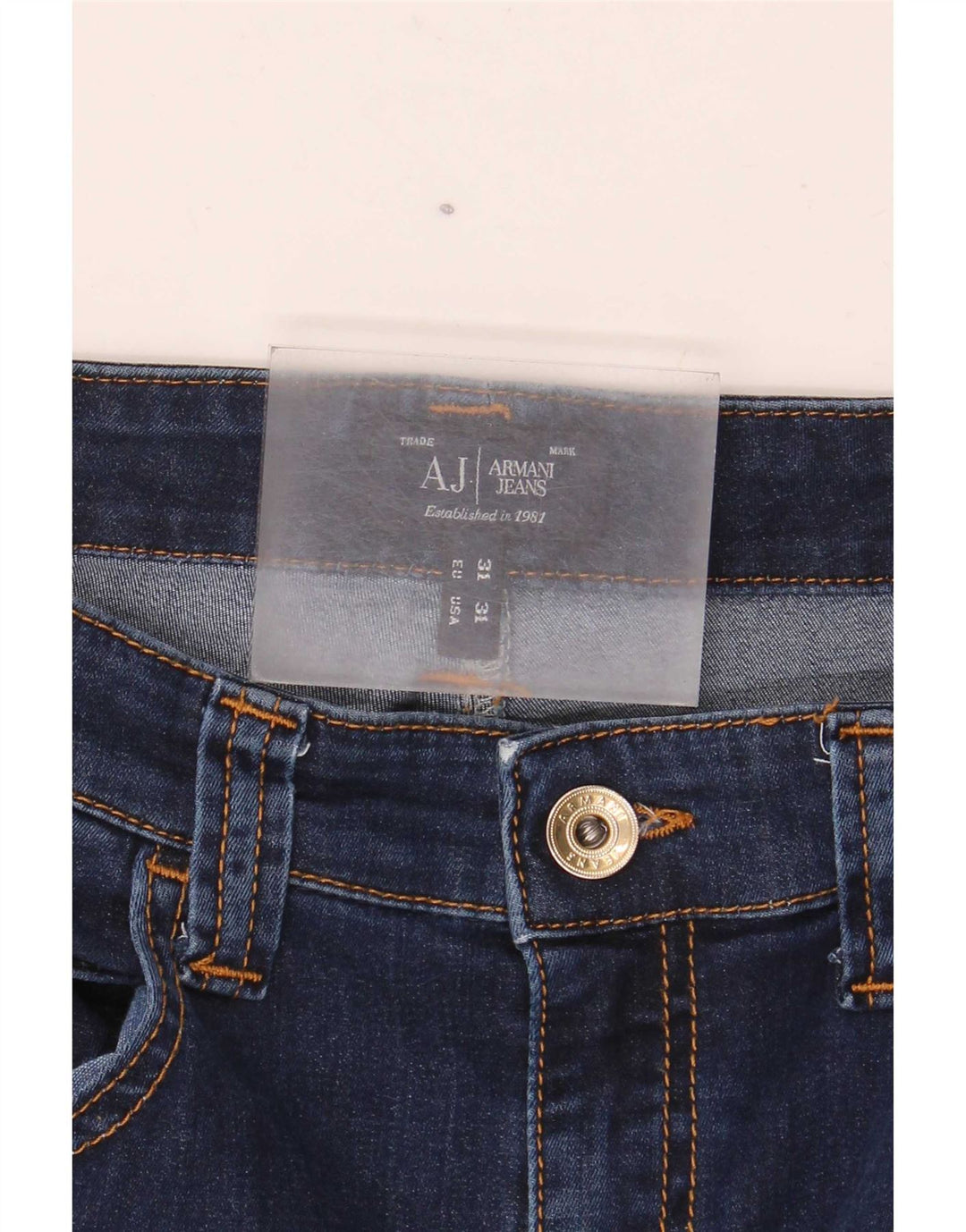 Jeans dritti da donna Armani W31 L32 cotone blu navy