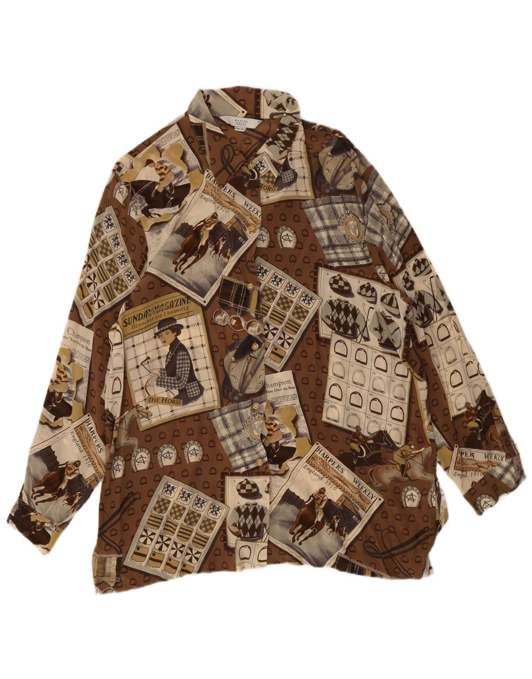 Marina Rinaldi Camicetta alta da donna taglia 25 grande patchwork marrone