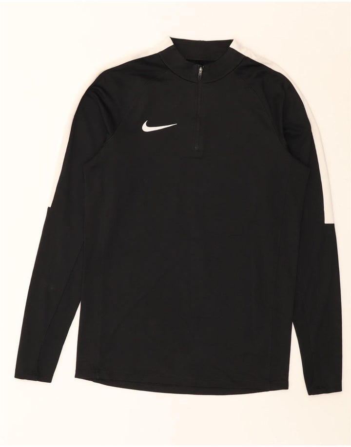 NIKE Top da tuta da uomo Dri Fit con zip e collo pullover piccolo nero a blocchi di colore