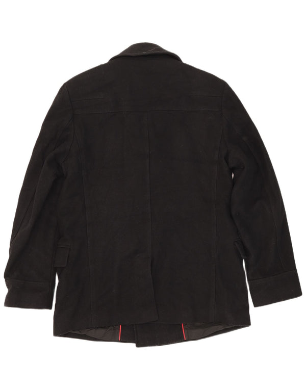 Cappotto da marinaio da uomo Hugo Boss UK 44 2XL Lana vergine nera