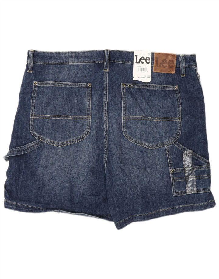 Pantaloncini di jeans a vita alta da donna Lee W35 grandi cotone blu