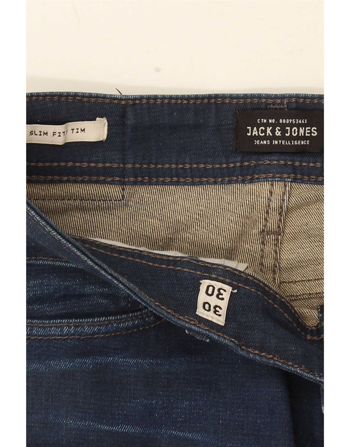 Jack & Jones Uomo Tim Slim Jeans W30 L30 Blu Navy Cotone