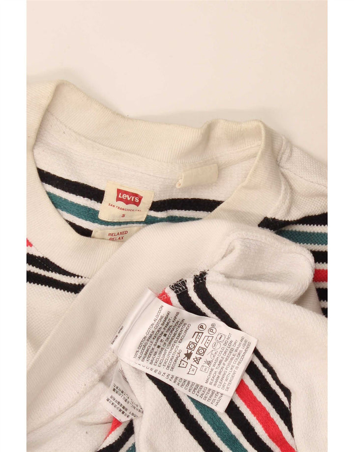 Levi's - Felpa rilassata da uomo, piccola, in cotone a righe bianche