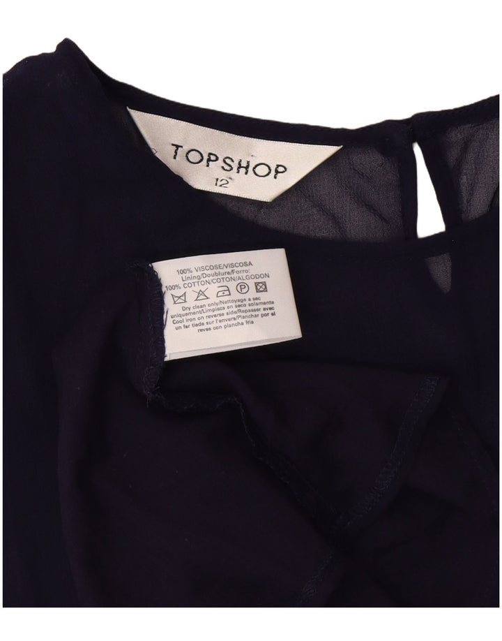 Topshop Abito a trapezio senza maniche da donna UK 12 Viscosa medio blu navy