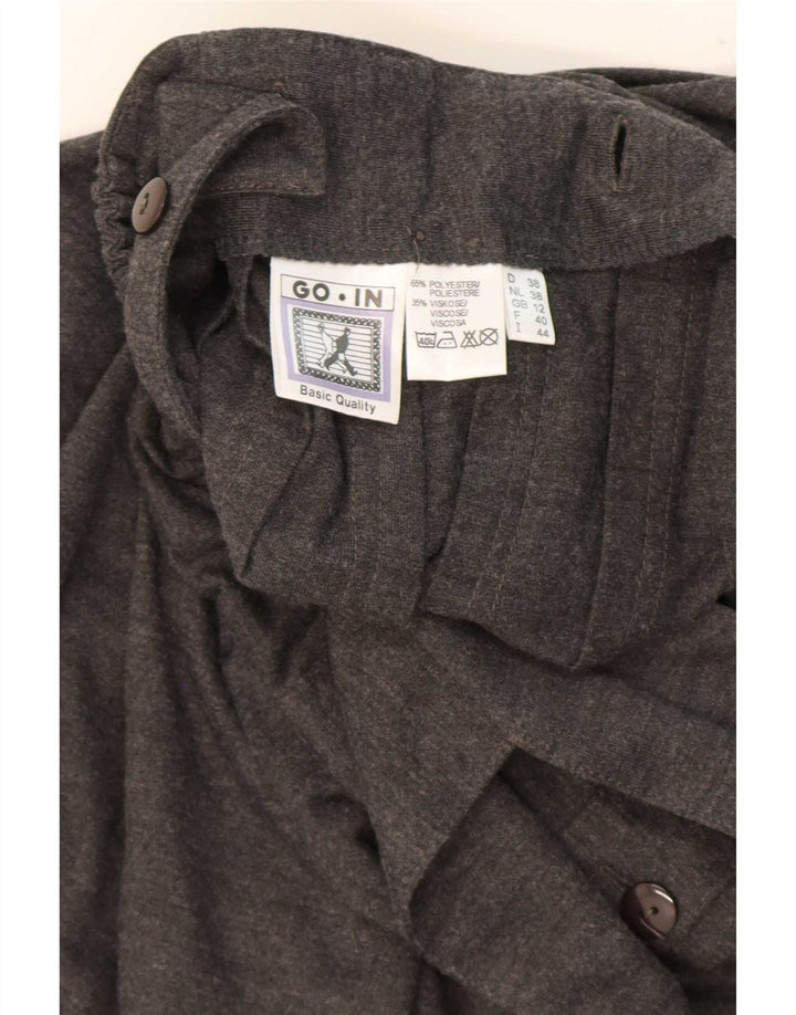 Gonna scamiciata da donna vintage UK 12 media W28 poliestere grigio