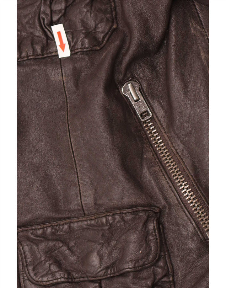 Giacca in pelle militare da uomo Superdry UK 42 XL Marrone