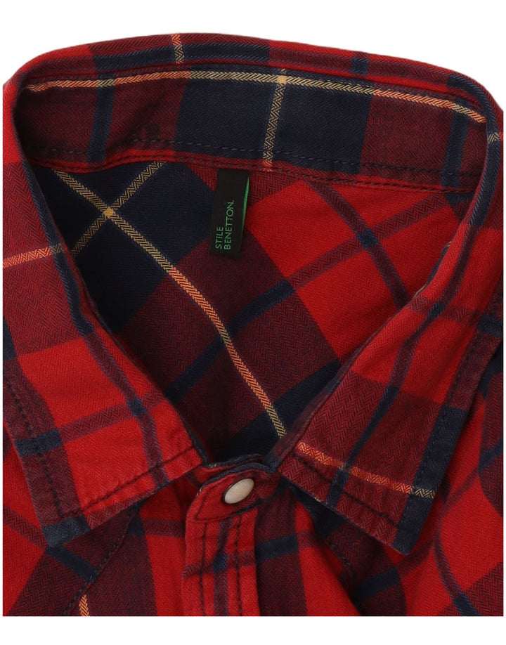 Camicia da uomo in flanella Benetton a quadri rossi grandi