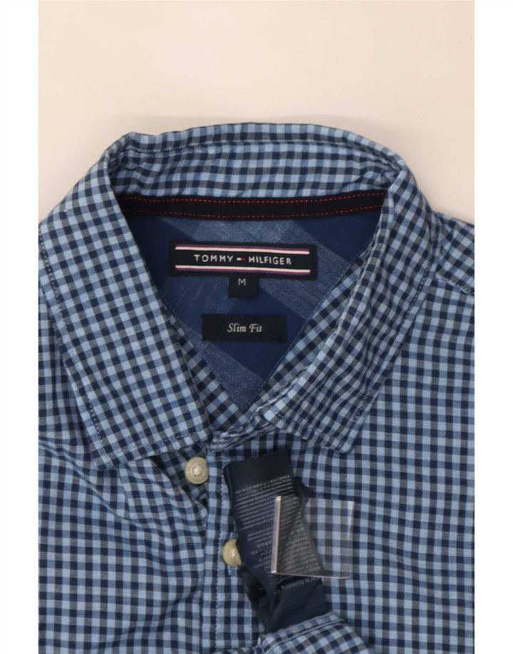 Camicia slim fit da uomo Tommy Hilfiger in cotone a quadretti blu medio