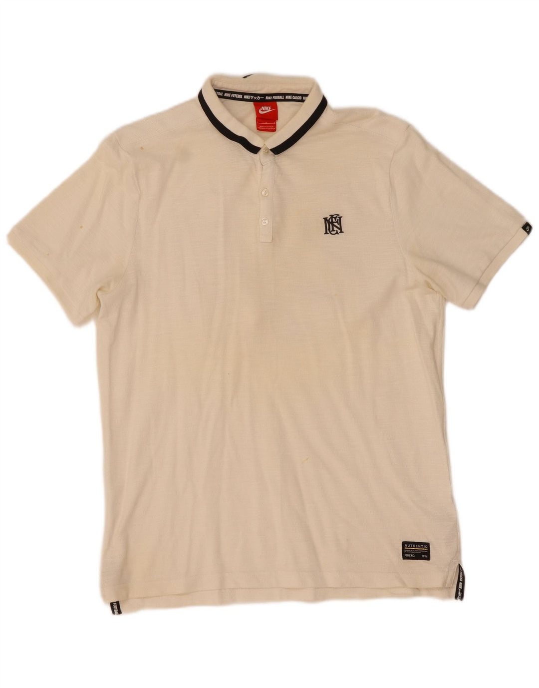 NIKE Mens Polo Shirt Large White Cotton