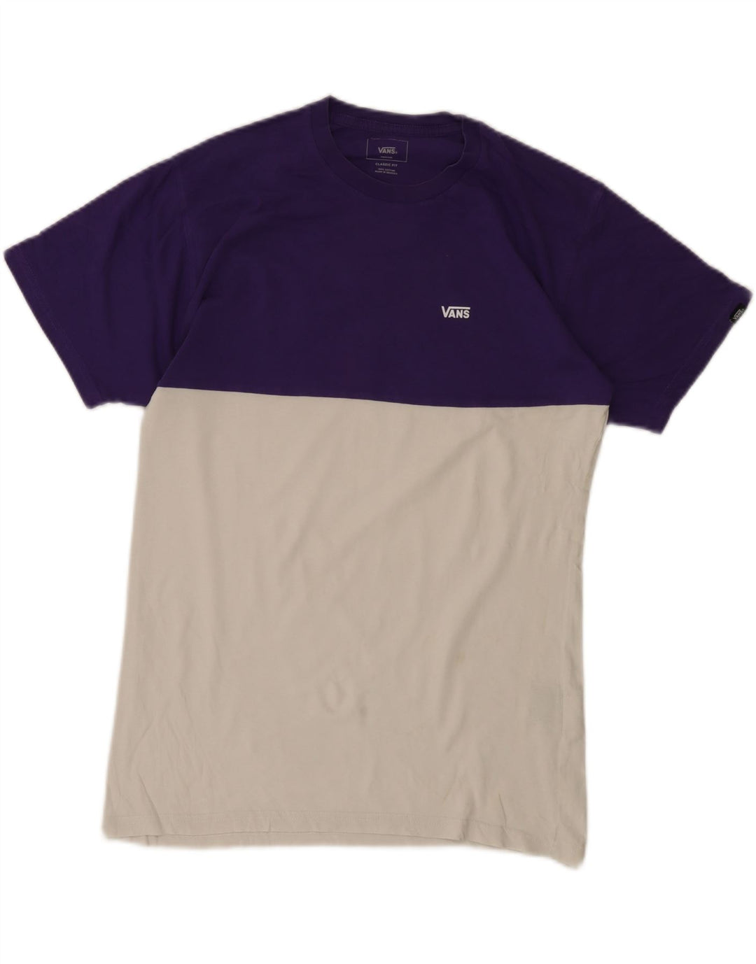 T-shirt da uomo Vans Classic Fit, maglietta in cotone color block bianco medio