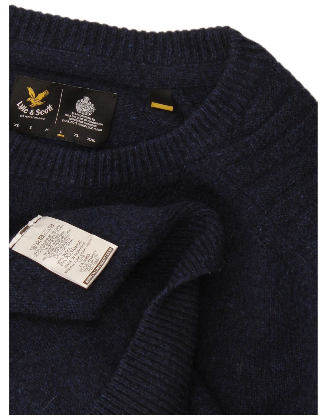 Lyle & Scott Uomo Maglione Girocollo Maglione Grande Lana Blu Navy