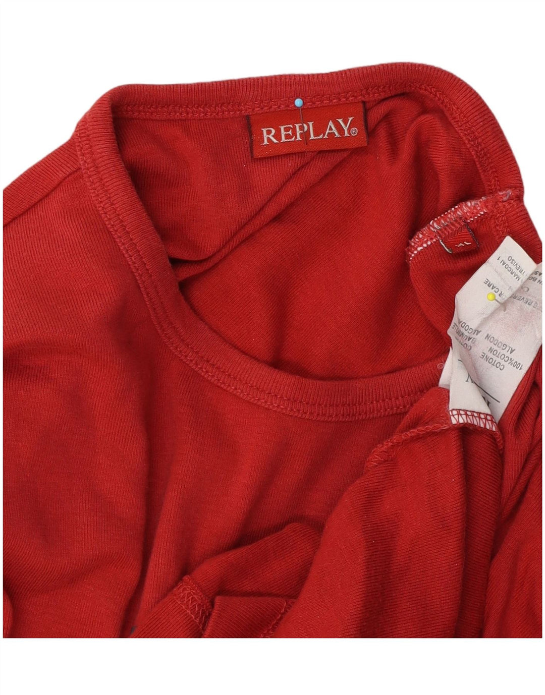 Replay Top grafico da uomo a maniche lunghe XL in cotone rosso