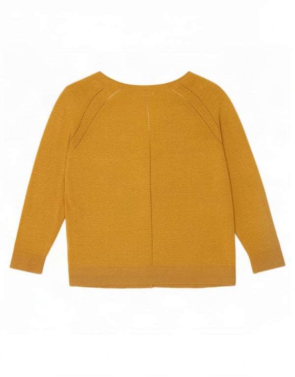 Maglione cardigan con maniche a 3/4 da donna Fat Face UK 10 piccolo cotone giallo