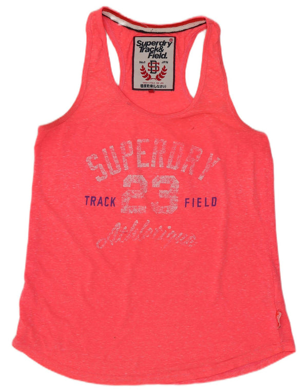 Canotta grafica da atletica leggera da donna SUPERDRY UK 14 grande rosa screziato