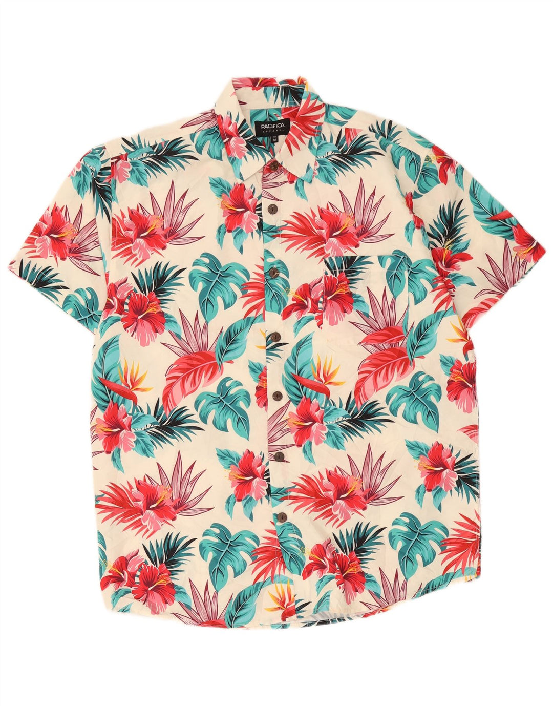 Camicia hawaiana a maniche corte da uomo Pacifica floreale medio multicolore
