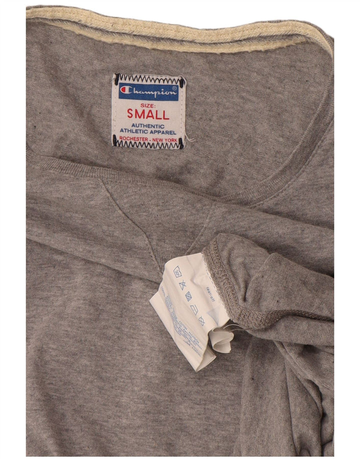Top oversize da donna Champion a maniche lunghe UK 10 piccolo cotone grigio