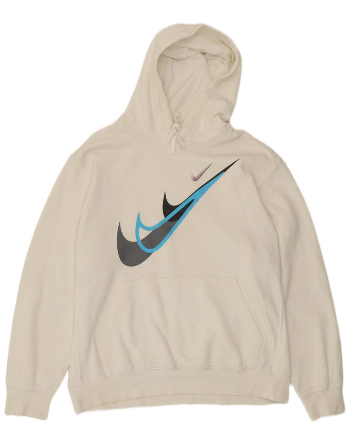 Felpa con cappuccio grafica da uomo Nike Large in cotone bianco