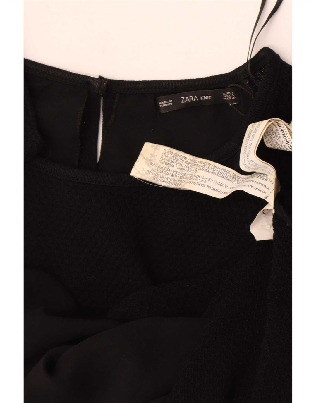Top Zara da donna con maniche a 3/4 UK 14 Large in viscosa nera