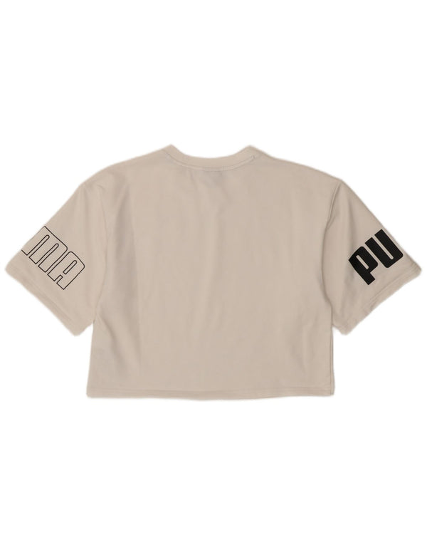 T-shirt grafica oversize corta da donna Puma UK 10 piccola in cotone bianco