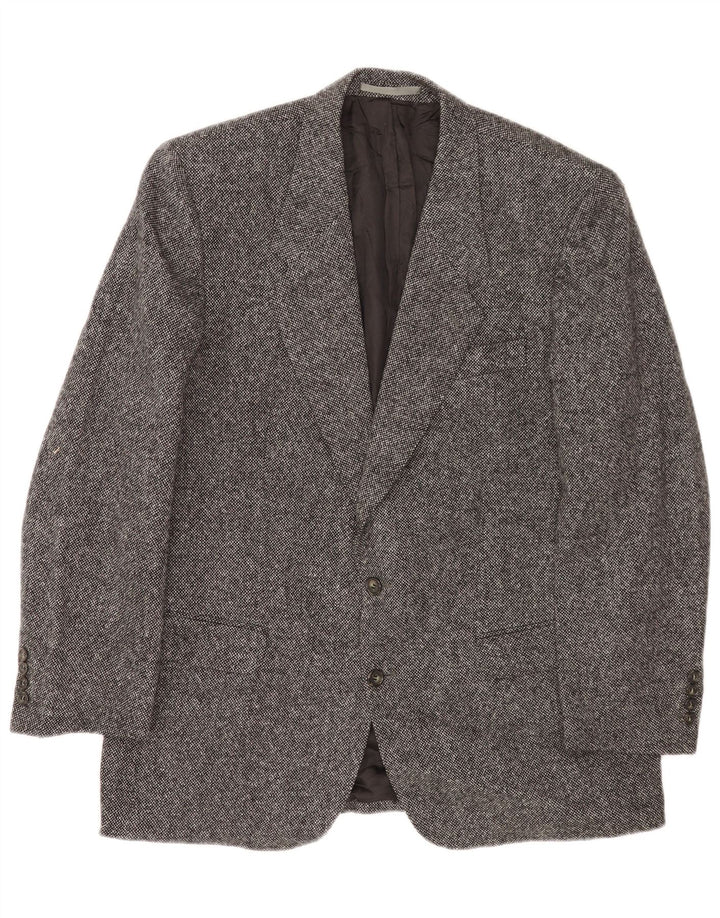 Giacca blazer da uomo a 2 bottoni Burberry UK 40 grande lana screziata grigia