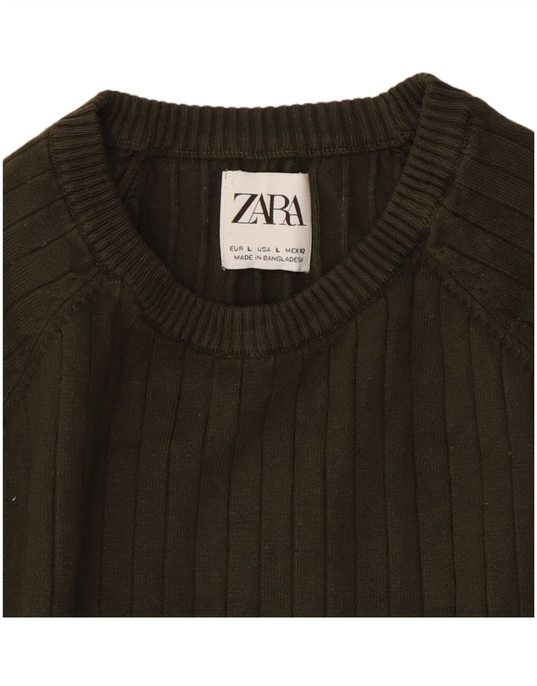 Maglione maglione girocollo da uomo Zara grande color kaki