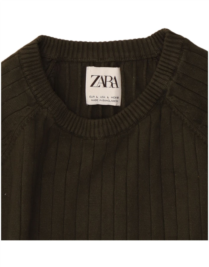 Maglione maglione girocollo da uomo Zara grande color kaki