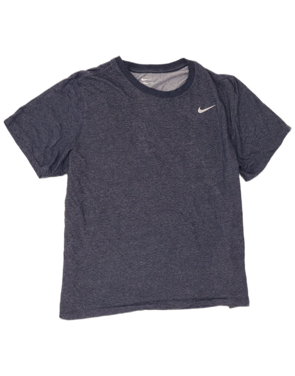 T-shirt Nike Dri Fit da uomo Top XL in cotone screziato blu navy