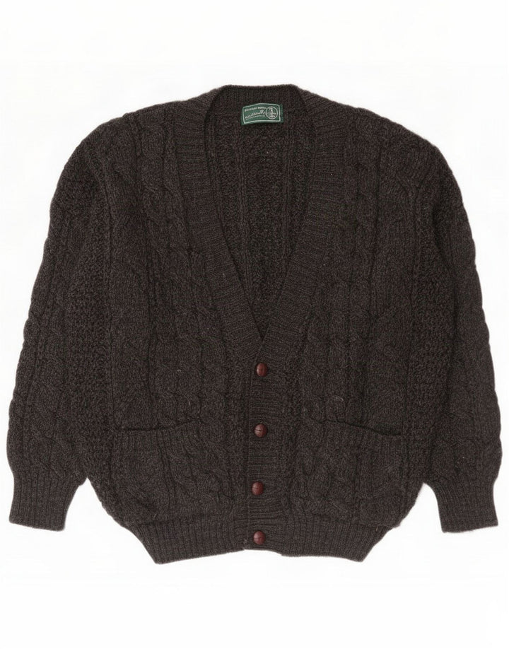 Maglione cardigan da uomo in lana britannica XL Grigio Nuovo