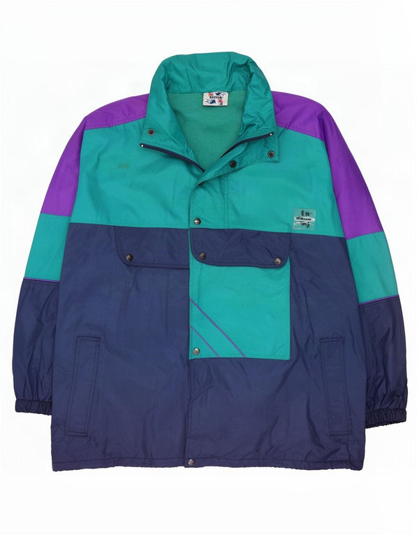 Giacca da tuta da uomo con cappuccio Master XL in nylon color block blu