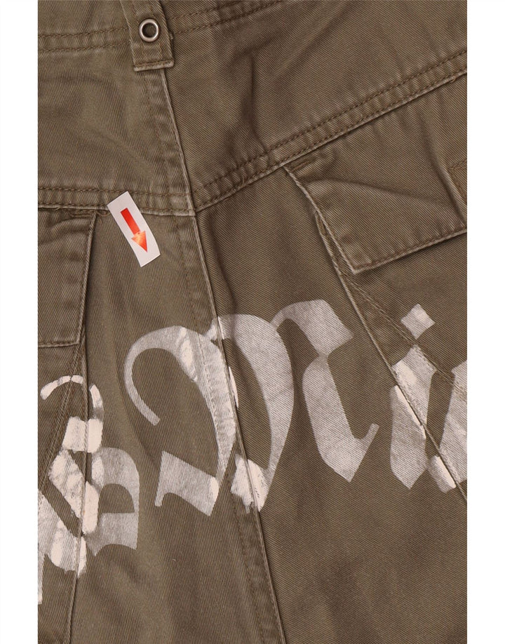 Pantaloncini cargo grafici vintage da uomo grandi W34 in cotone kaki