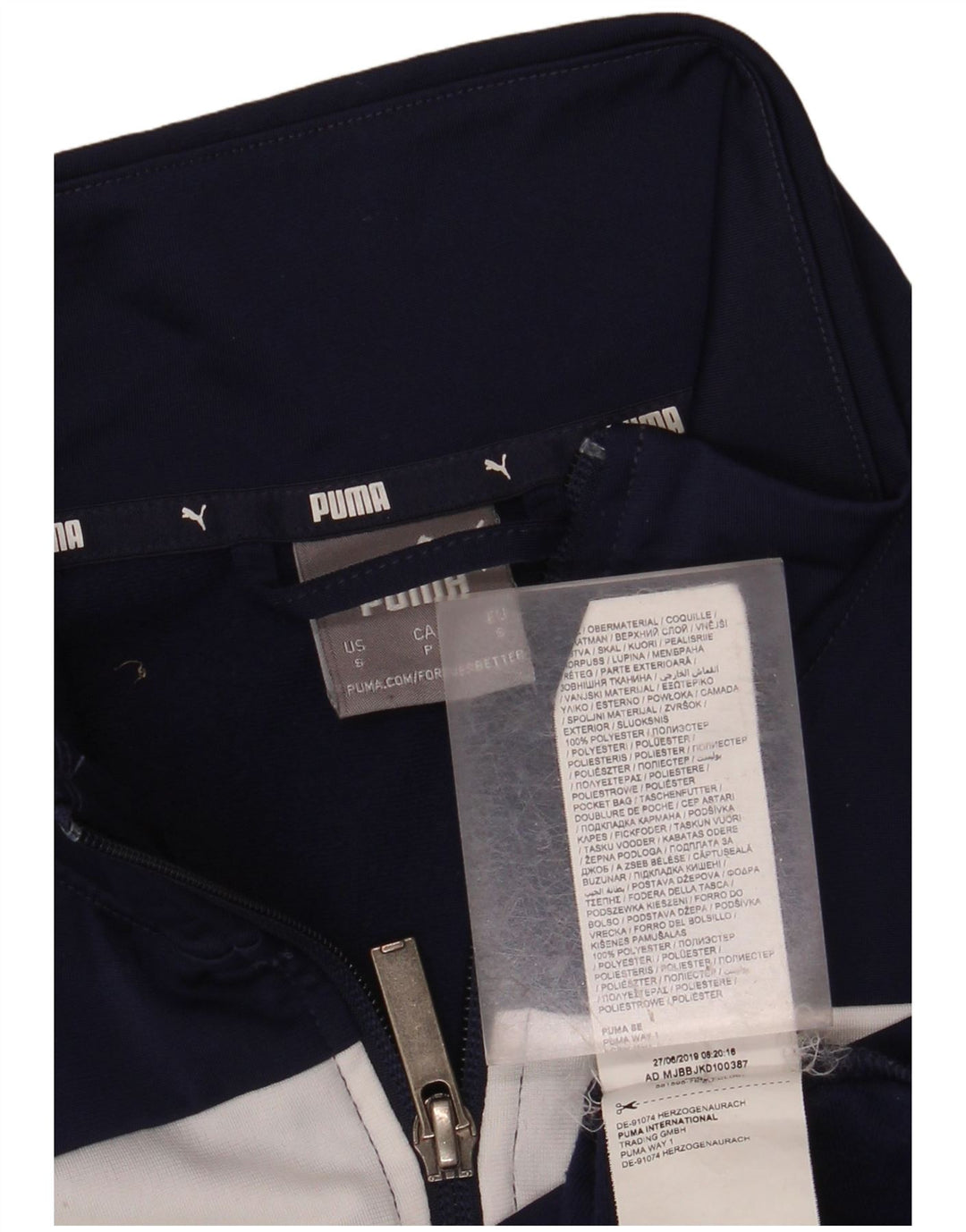 Giacca da ginnastica da uomo PUMA piccola in poliestere color block blu navy