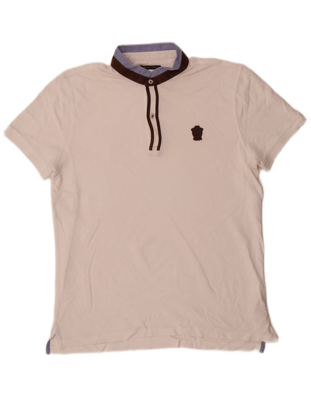 Polo da uomo Massimo Dutti in cotone color block bianco medio