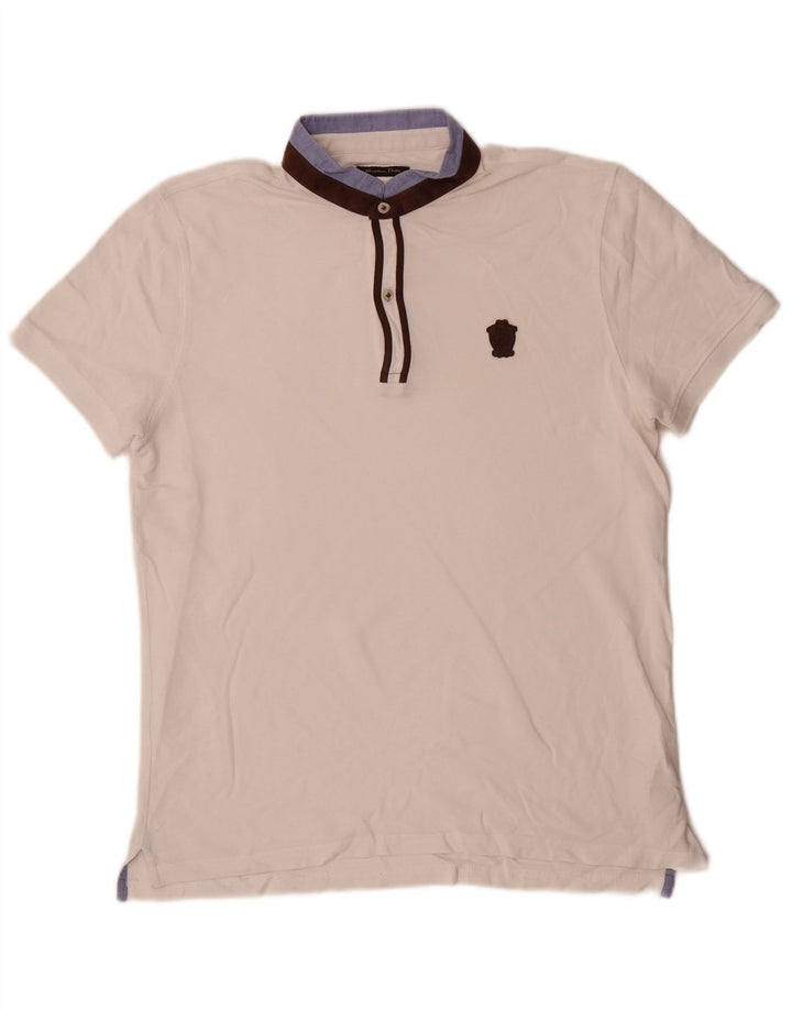 Polo da uomo Massimo Dutti in cotone color block bianco medio