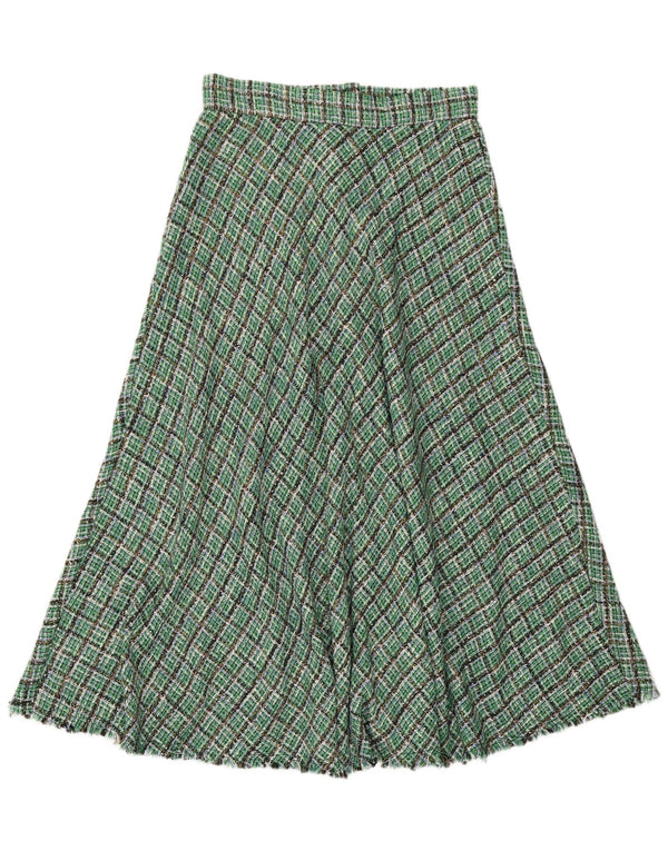 Gonna a trapezio a vita alta da donna Zara media W28 poliestere a quadri verde