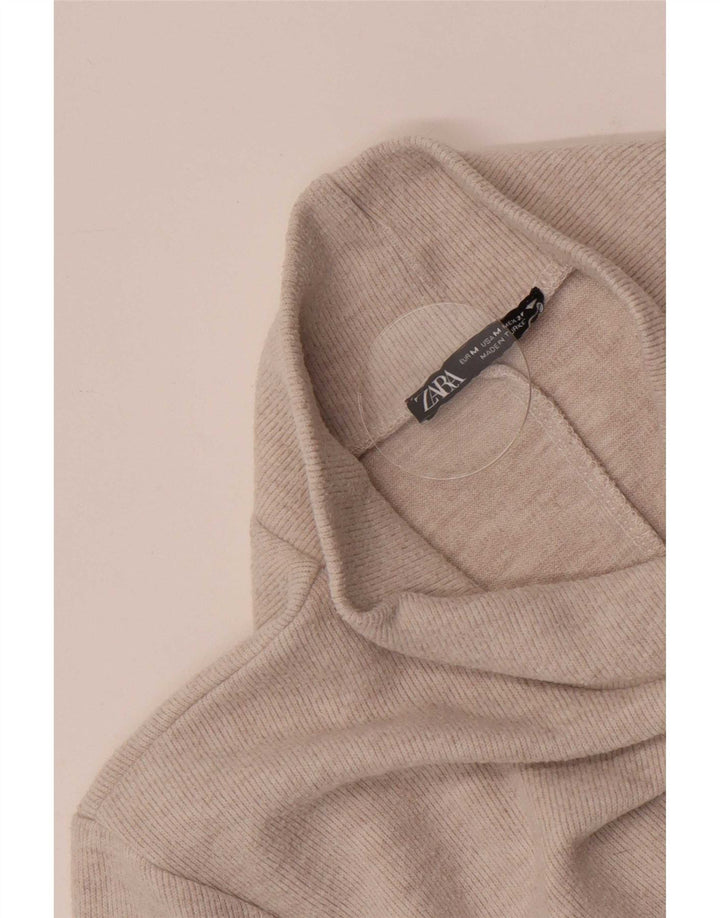 Abito a trapezio con maniche a 3/4 da donna Zara UK 12 Beige medio